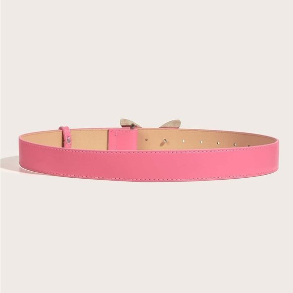 Pink 1pc Preppy Womens Pink Hollow Out Butterfly Buckle Belt main image 4
